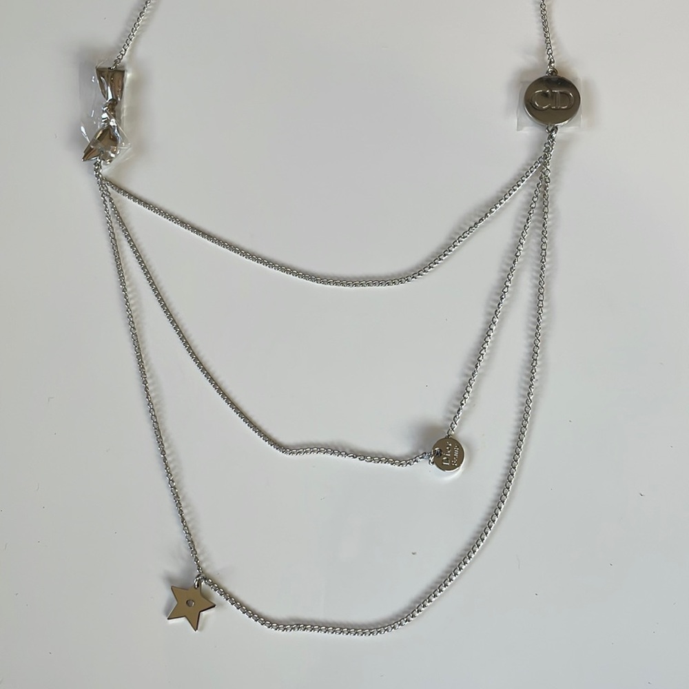 Dior multi strand silver necklace